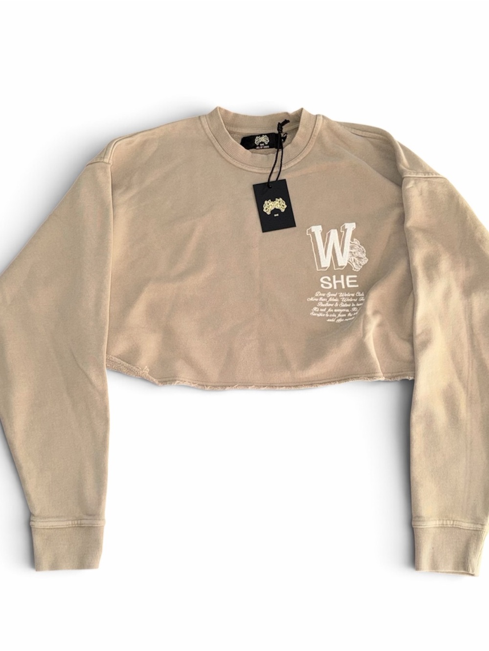 Darc Sport SHE Cropped Crewneck Sweatshirt Beige M NWT 161/1000